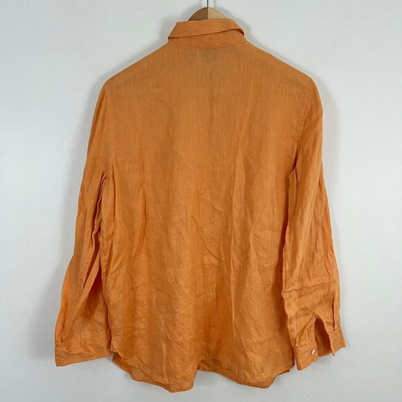 J. Jill Orange Linen Button Front Shirt Women Size Small - Picture 2 of 10